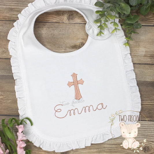 Baby Christening Bib - Rose Gold