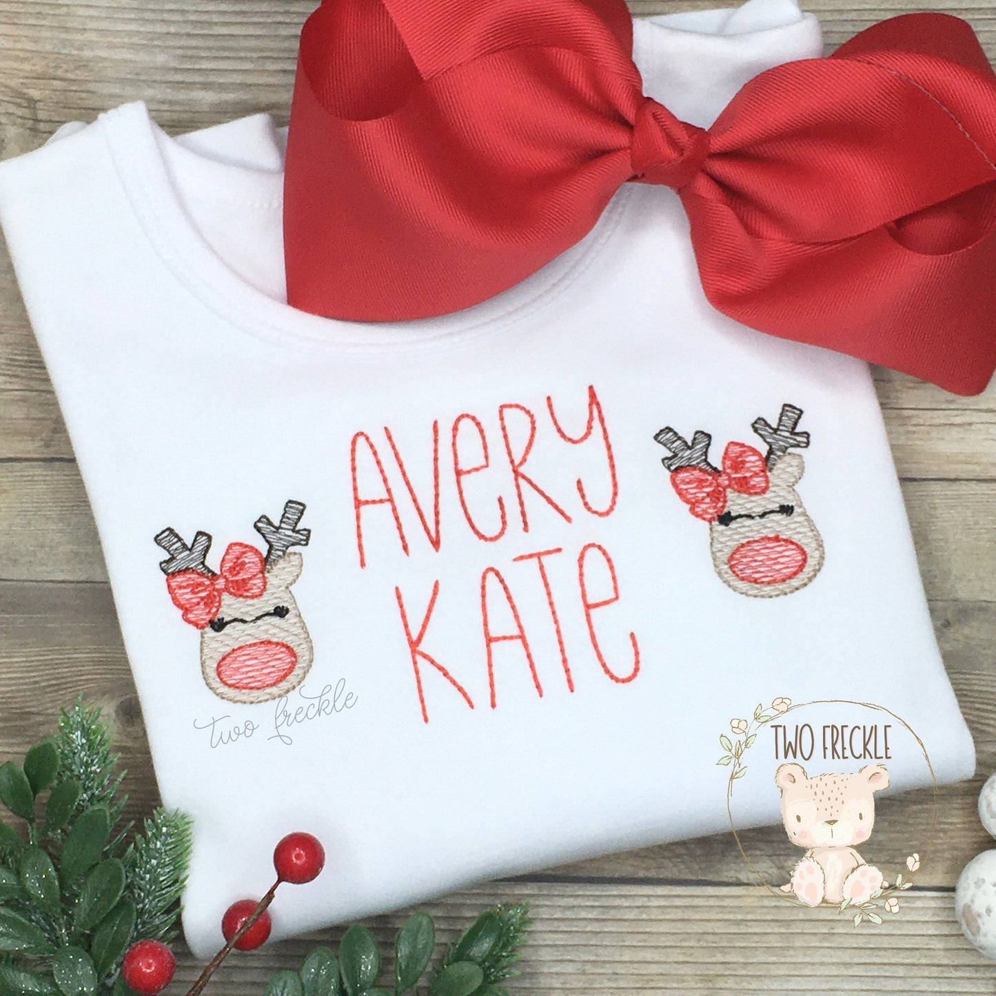 Girls Reindeer Mini Personalized Shirt