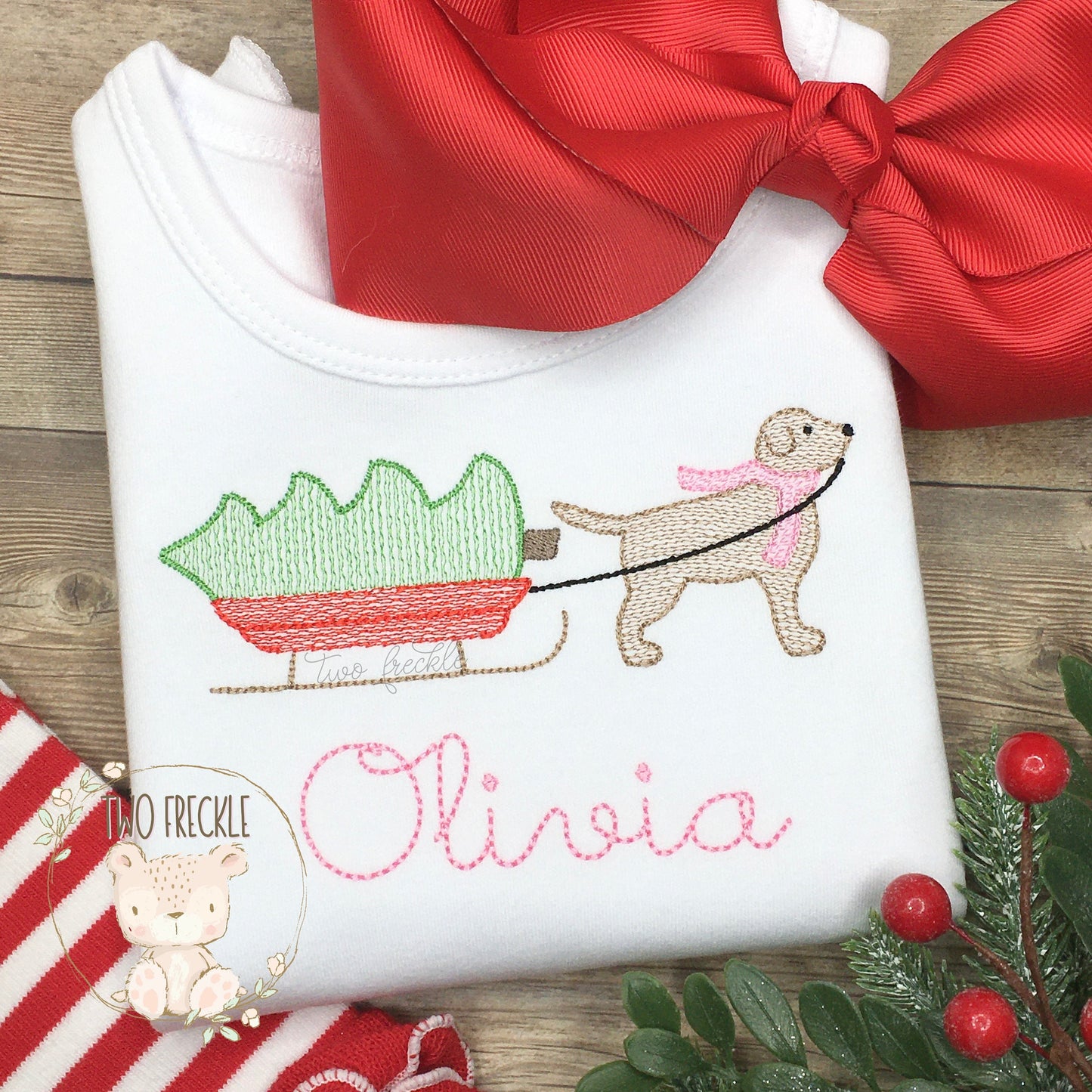 Dog Pulling Sled Christmas Shirt