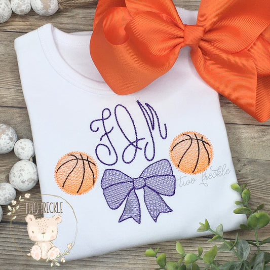 Basketball Bow Frame Personalized Embroidered Shirt