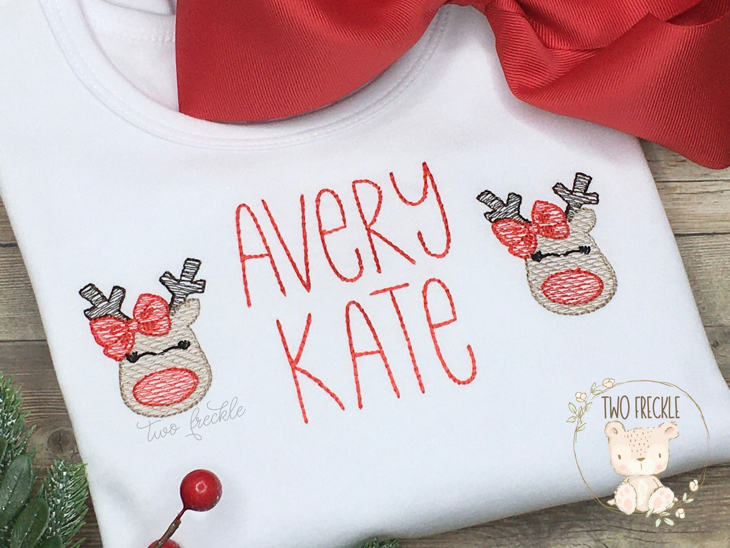 Girls Reindeer Mini Personalized Shirt