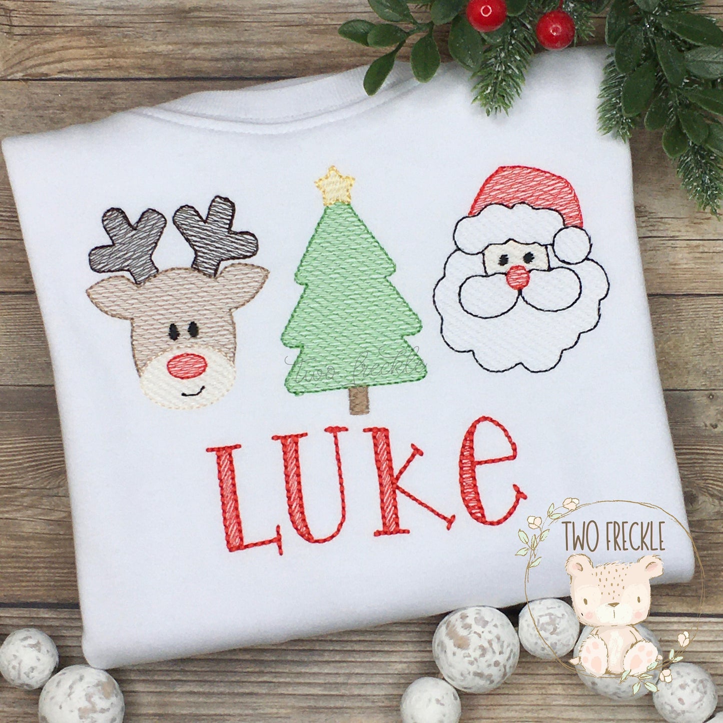 Santa Reindeer Christmas Tree Shirt