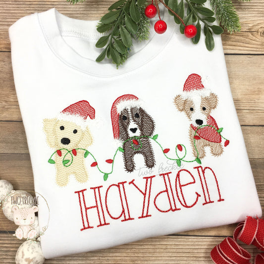 Christmas Puppies Wrapped in Lights Shirt