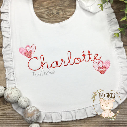 Girls Valentines Bib, Personalized Valentines Day Bodysuit, Valentines Day Burp Cloth, Valentines Day Baby Gown