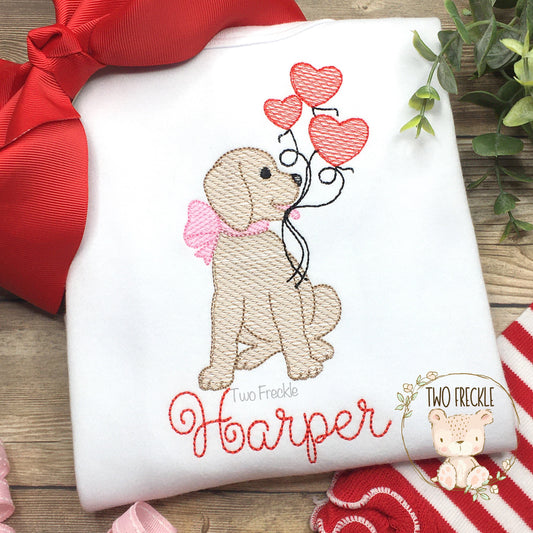 Puppy with Balloon Hearts Valentine's Day Shirt