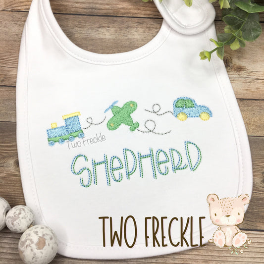 Baby Boy Monogrammed Bib, Train Embriodered Shirt, Personalized Airplane Burp Cloth, Boy Personalized Bib, Baby Gown, Romper Bodysuit