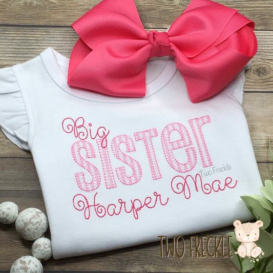 Big or Little Sister Applique - Pink