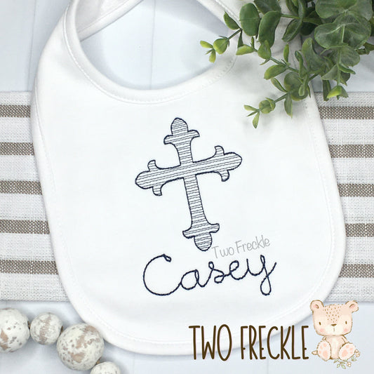 Personalized Baptism Bib - Navy