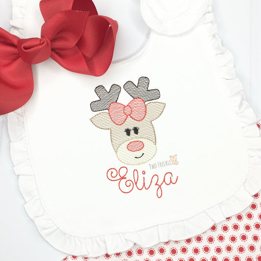 Girls Reindeer Bib