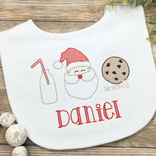 Christmas Baby Bib, Embroidered Santa Bib, Christmas Burp Cloth, Boys Santa Embroidered Bib, Christmas Baby Gown, First Christmas Bodysuit