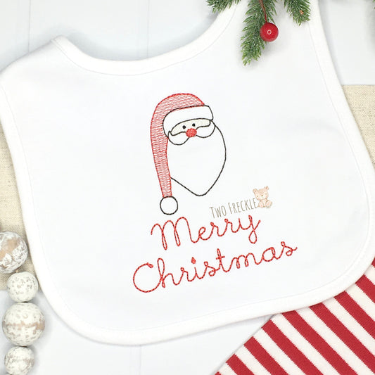 Merry Christmas Bib, Santa Christmas Bib, Embroidered Christmas Bib, Personalized Bib, Embroidered Christmas Shirt or Bodysuit