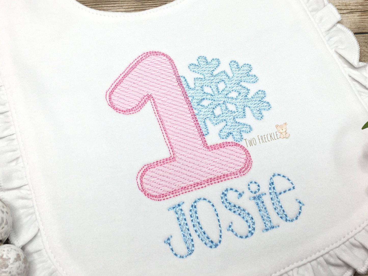 Winter ONEderland Birthday Bib, First Birthday Snowflake Bib, Snowflake Birthday Bodysuit, Winter Birthday