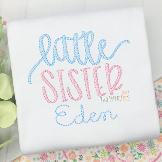 Script Little Sister Embroidered Shirt