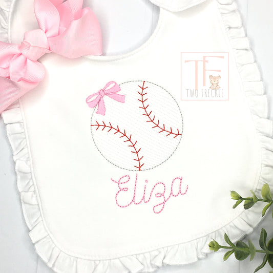 Girls Baseball with Bow Bib