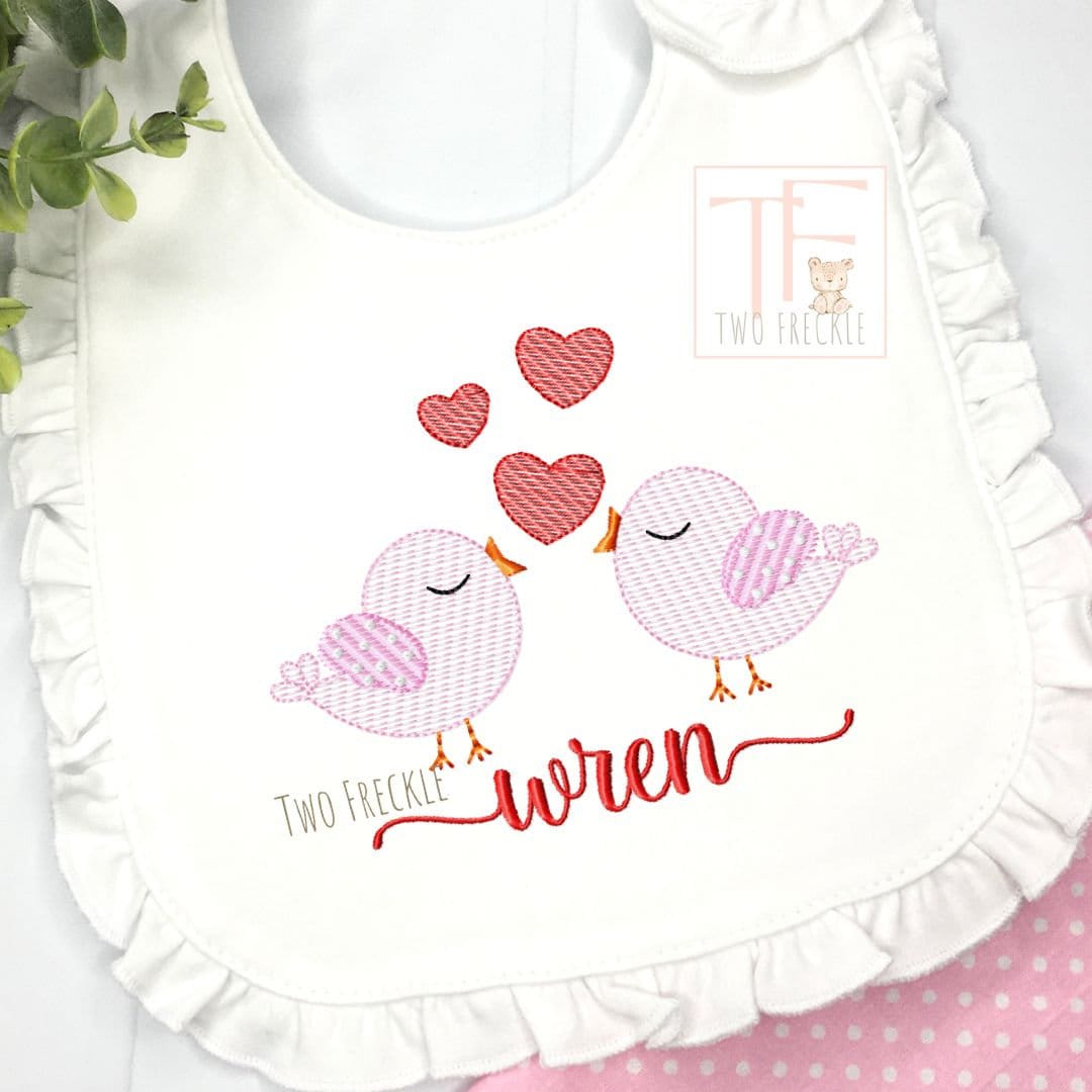 Girl's Valentine’s Day Song Bird Bib, Bubble or Bodysuit