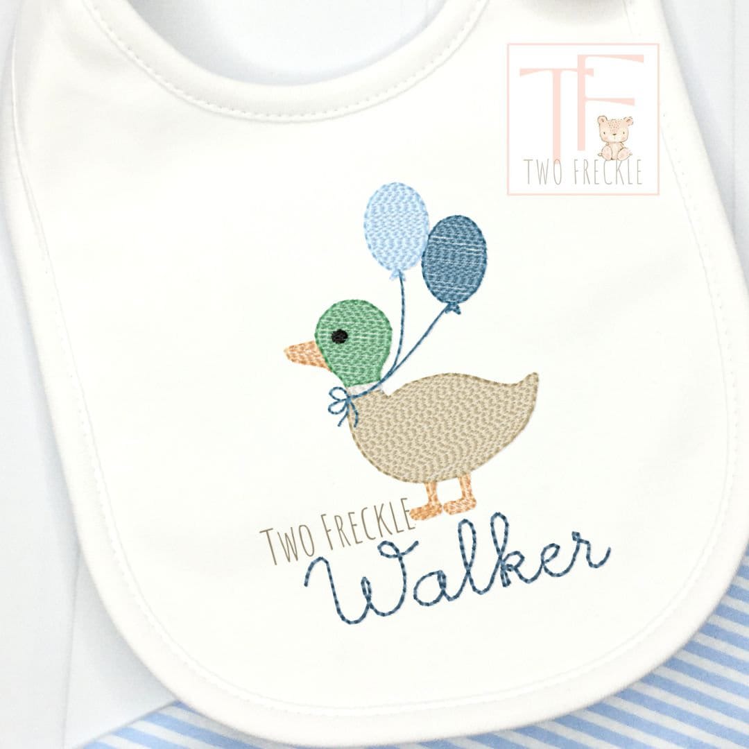 Mallard Duck with Balloons Birthday Bib