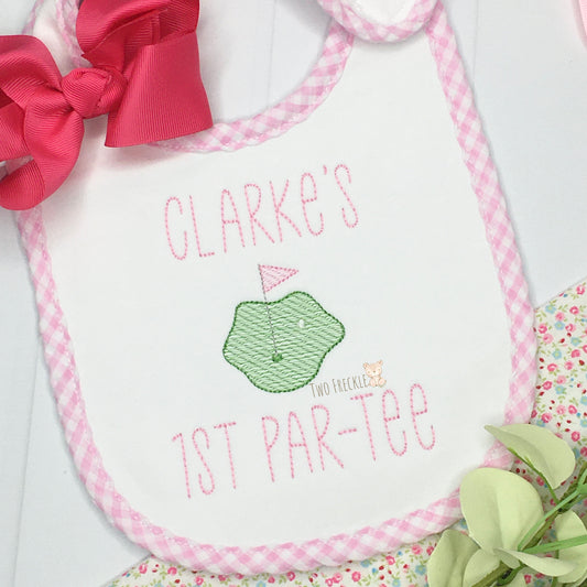 First Par-Tee Golf Bib, Personalized Golf Birthday Bib, Girl Golf Bib, Golf Birthday Idea