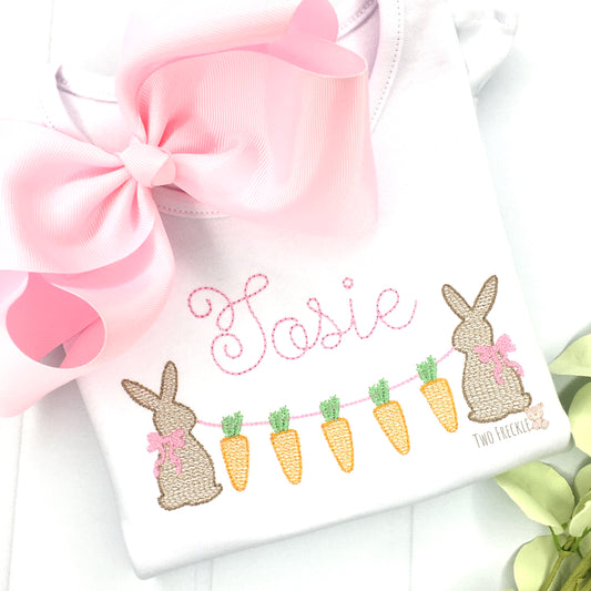 Bunnies Holding Carrots Embroidered Easter Shirt