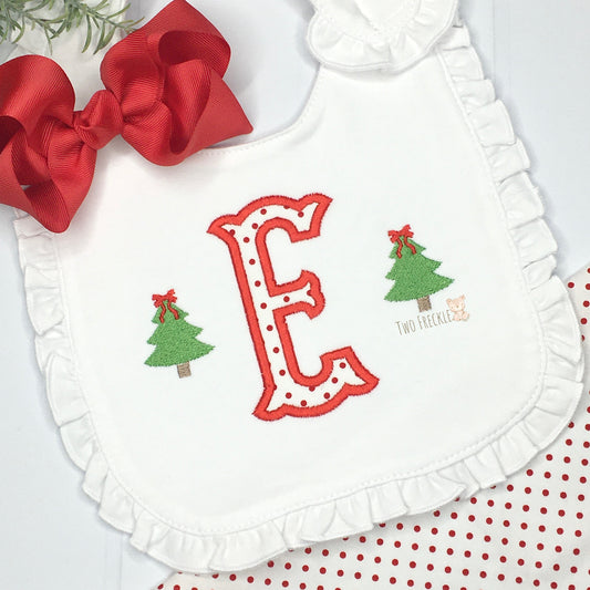 Initial Christmas Tree Bib